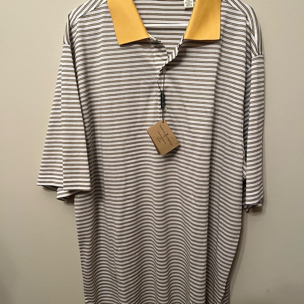 Fairway Greene NWT Polo Shirt Men’s XL Yellow White Black Striped Golf NEW